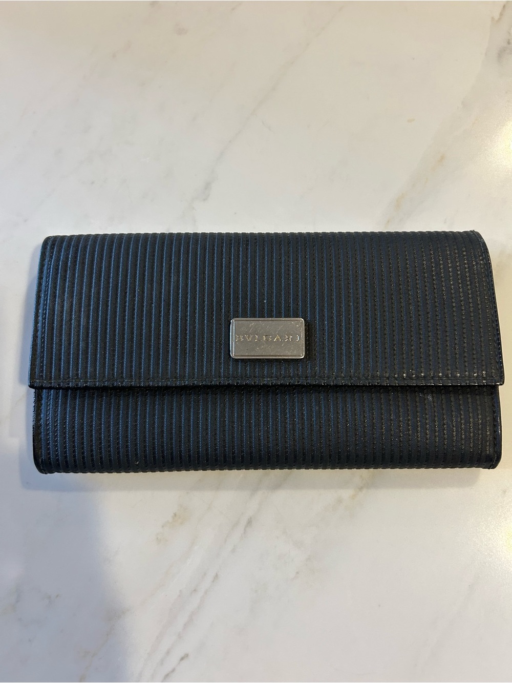 Bulgari Black Leather Zip Continental Wallet
